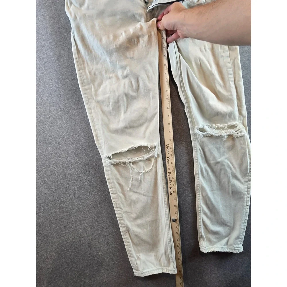 Allsaints Rex Damaged Jeans 33x33 White‎ Distressed Button Fly Denim